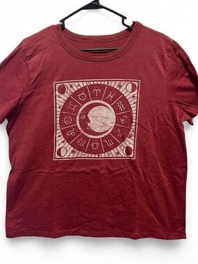 Brick red stonewashed astrology graphic tee